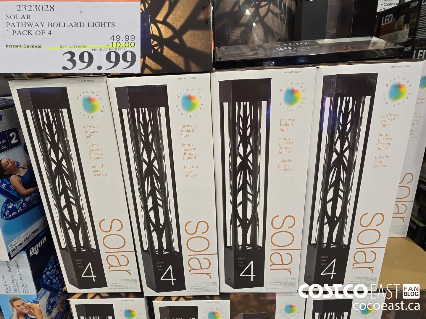 2323028 SOLAR PATHWAY BOLLARD LIGHTS PACK OF 4 ($10.00 INSTANT SAVINGS EXPIRES ON 2024-05-05) $39.99