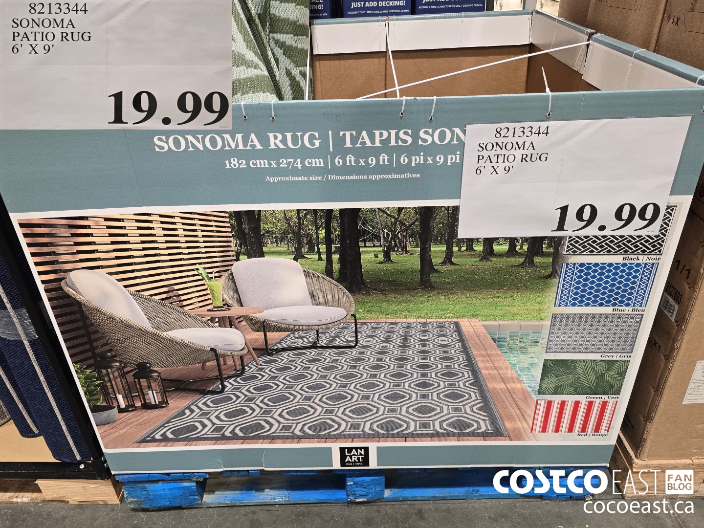 8213344 SONOMA PATIO RUG 6' X 9' $19.99