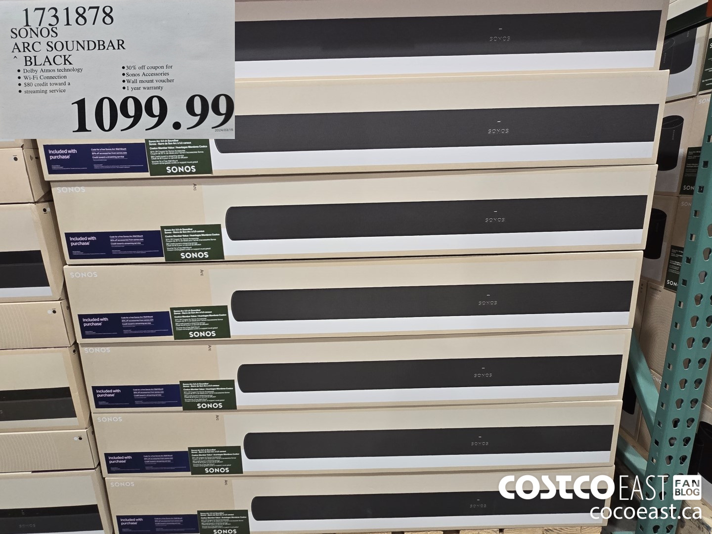 1731878 SONOS ARC SOUNDBAR BLACK $1099.99