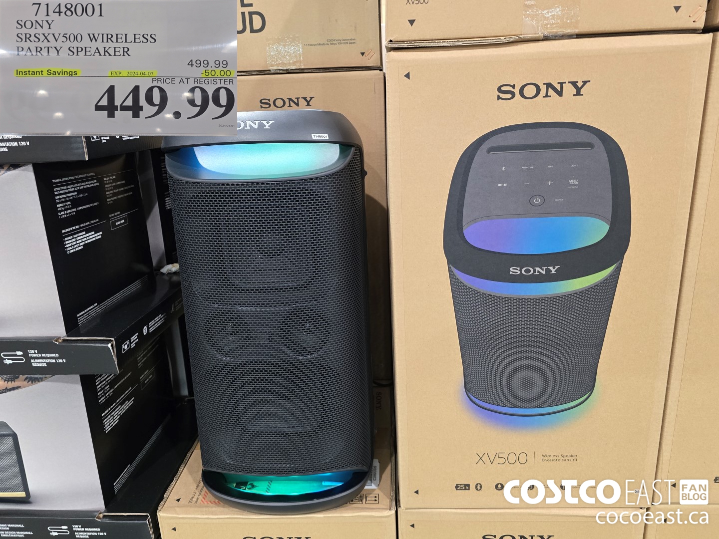 7148001 SONY SRSXV500 WIRELESS PARTY SPEAKER ($50.00 INSTANT SAVINGS EXPIRES ON 2024-04-07) $449.99