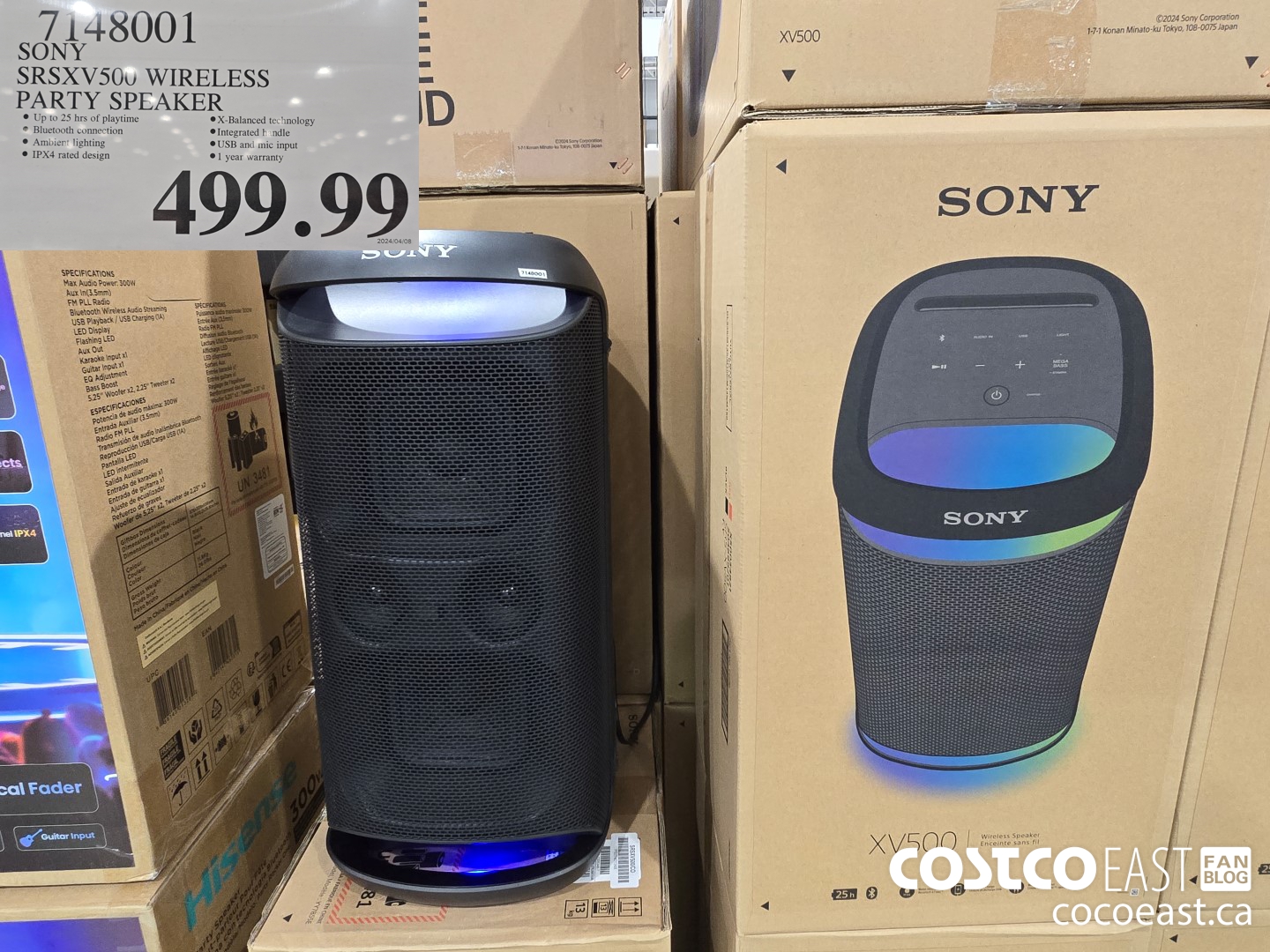 7148001 SONY SRSXV500 WIRELESS PARTY SPEAKER $499.99