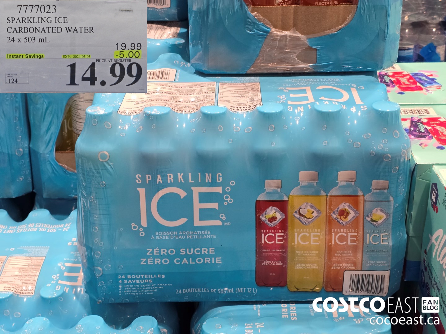 7777023 SPARKLING ICE CARBONATED WATER 24 x 503 mL ($5.00 INSTANT SAVINGS EXPIRES ON 2024-05-05) $14.99