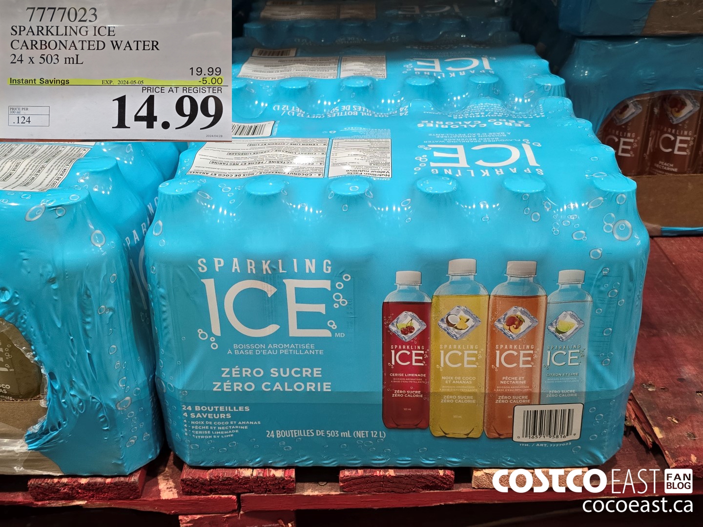 7777023 SPARKLING ICE CARBONATED WATER 24 x 503 mL ($5.00 INSTANT SAVINGS EXPIRES ON 2024-05-05) $14.99