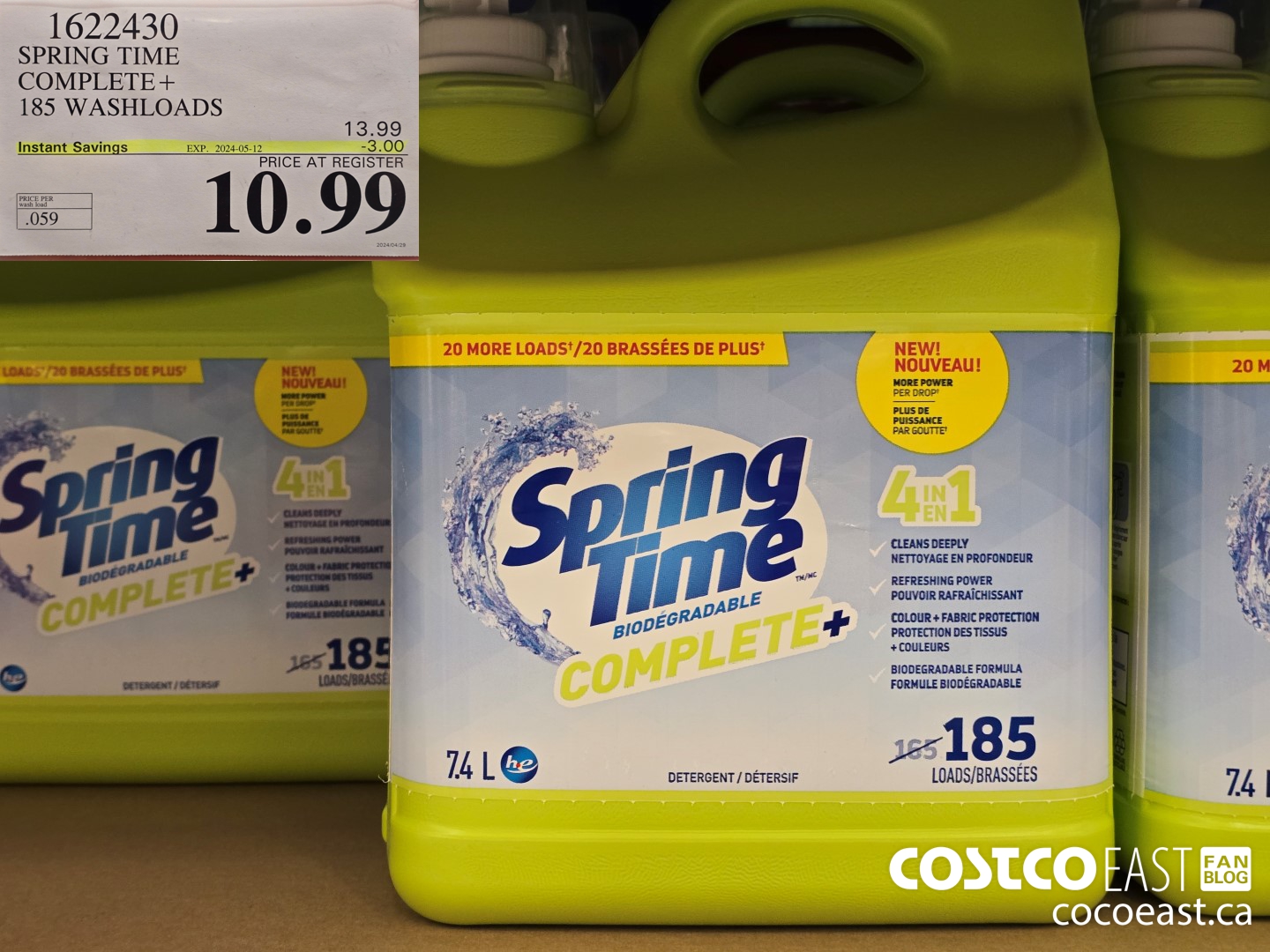 1622430 SPRING TIME COMPLETE+ 185 washloads ($3.00 INSTANT SAVINGS EXPIRES ON 2024-05-12) $10.99