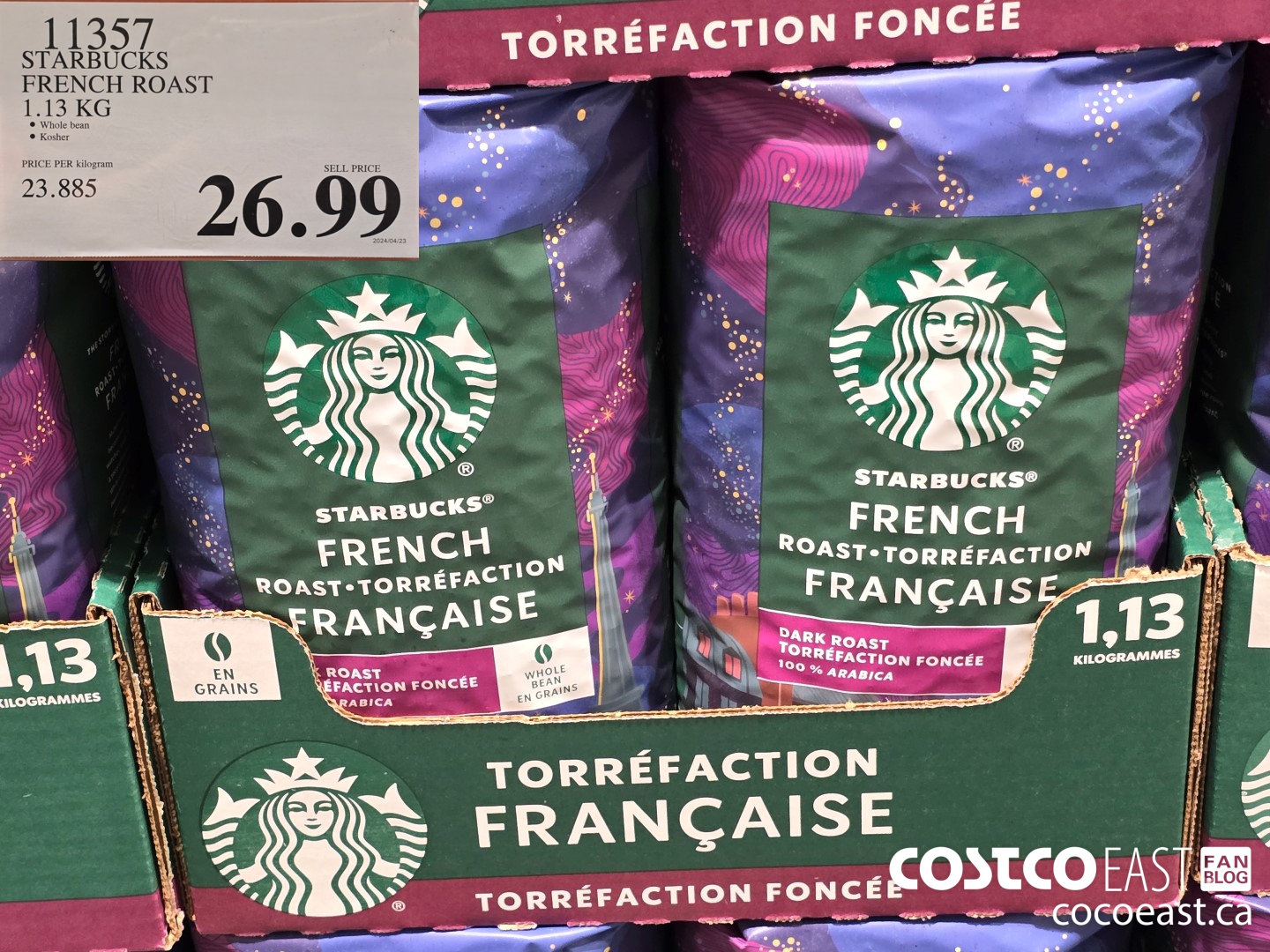 11357 STARBUCKS FRENCH ROAST 1.13 KG $26.99