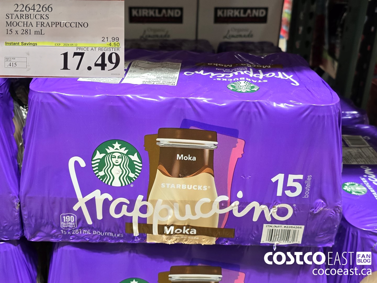 2264266 STARBUCKS MOCHA FRAPPUCCINO 15 x 281 ML ($4.50 INSTANT SAVINGS EXPIRES ON 2024-05-12) $17.49