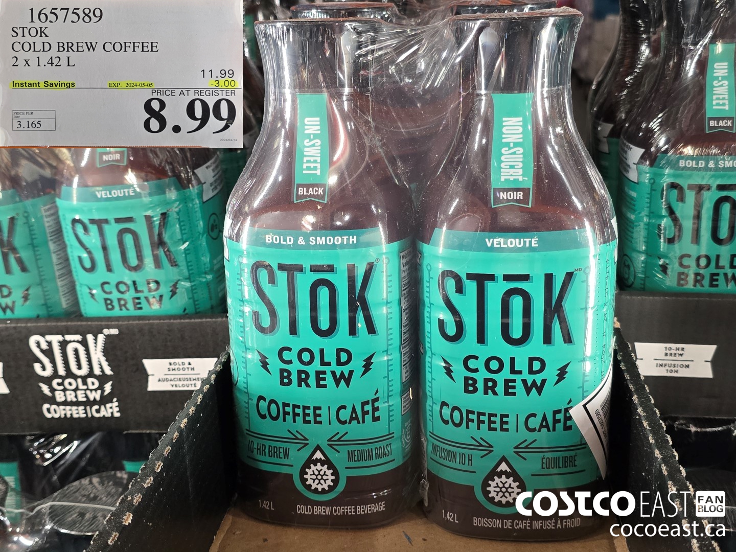 1657589 STOK COLD BREW COFFEE 2 x 1.42L ($3.00 INSTANT SAVINGS EXPIRES ON 2024-05-05) $8.99