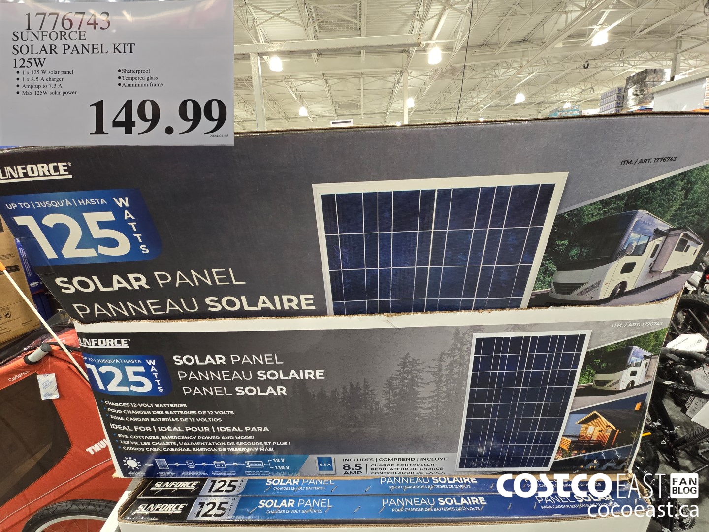 1776743 SUNFORCE SOLAR PANEL KIT 125W $149.99