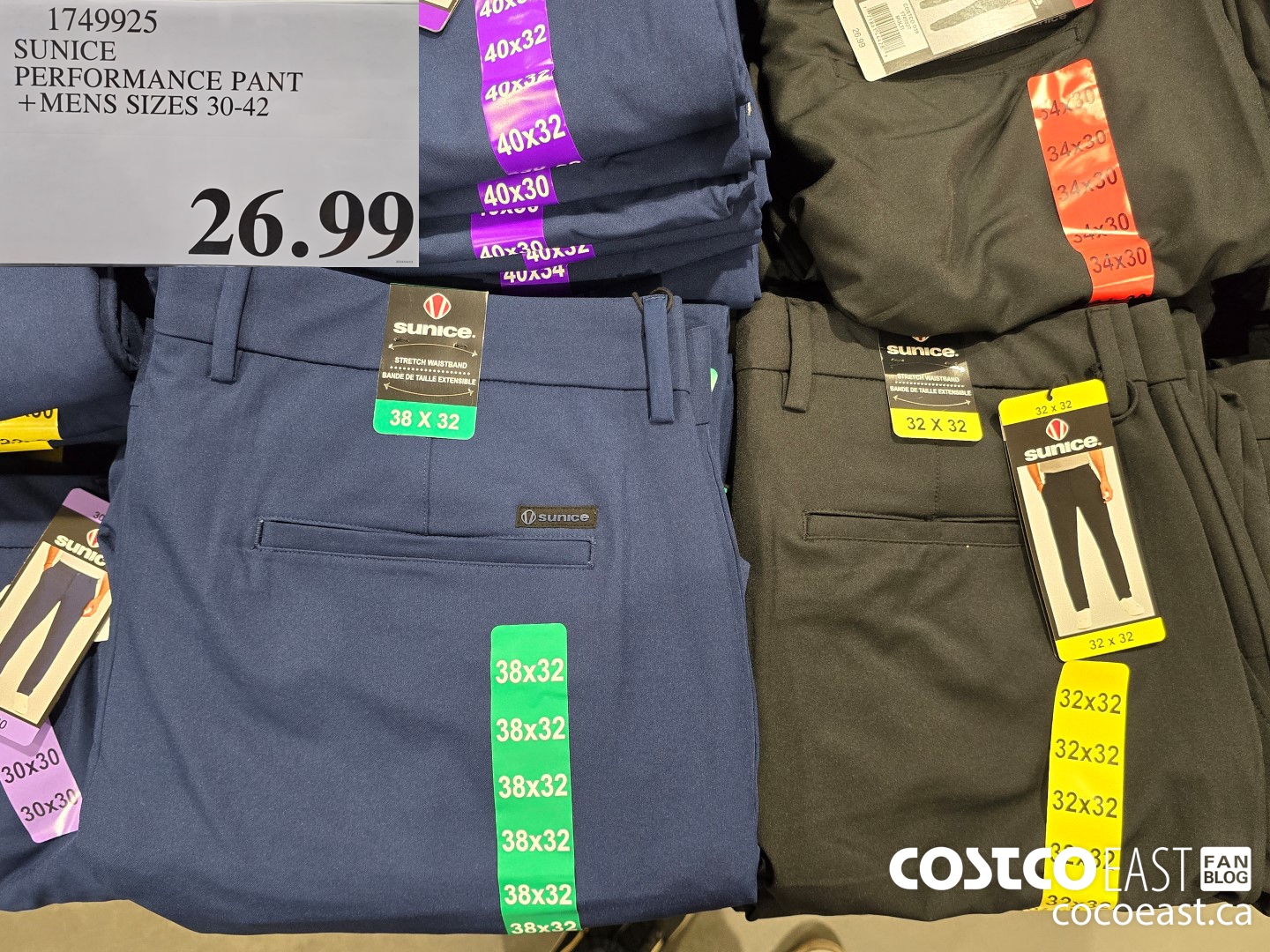 1749925 SUNICE PERFORMANCE PANT + MENS SIZES 30-42 $26.99