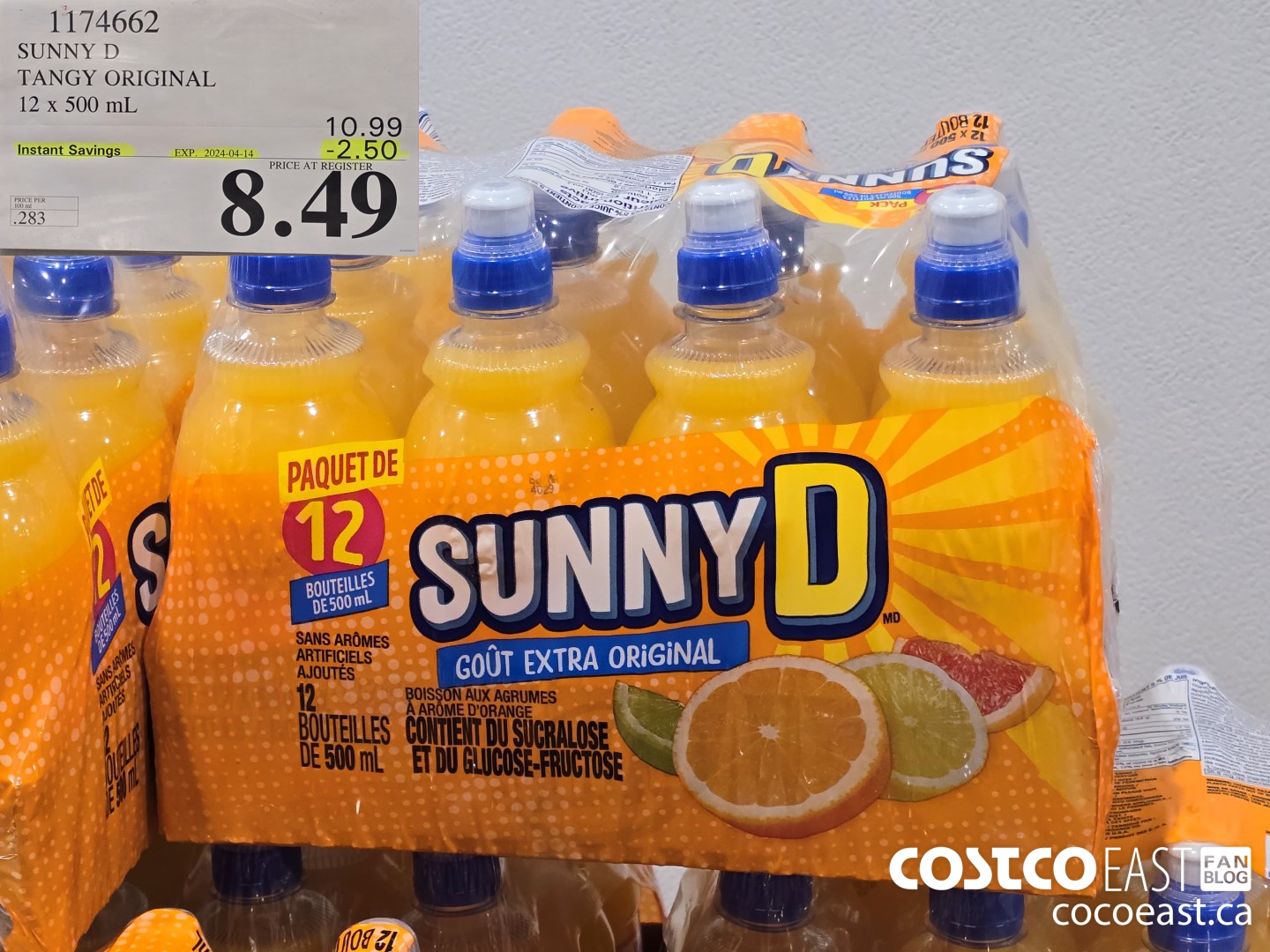 1174662 SUNNY D TANGY ORIGINAL 12 X 500 ML ($2.50 INSTANT SAVINGS EXPIRES ON 2024-04-14) $8.49