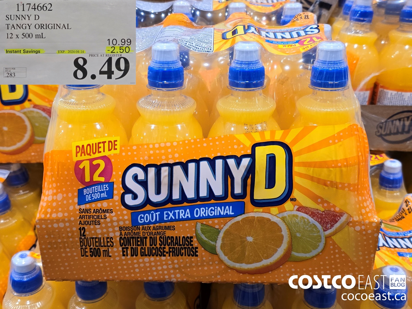 1174662 SUNNY D TANGY ORIGINAL 12 X 500 ML ($2.50 INSTANT SAVINGS EXPIRES ON 2024-04-14) $8.49