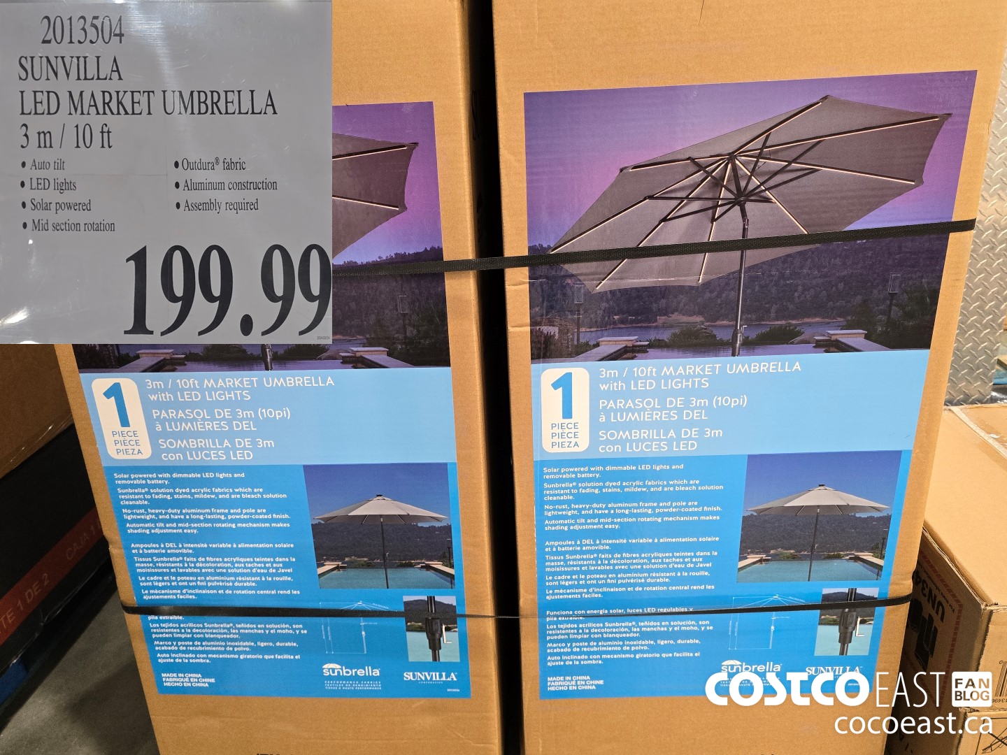 2013504 SUNVILLA LED MARKET UMBRELLA 3m / 10 FT $199.99