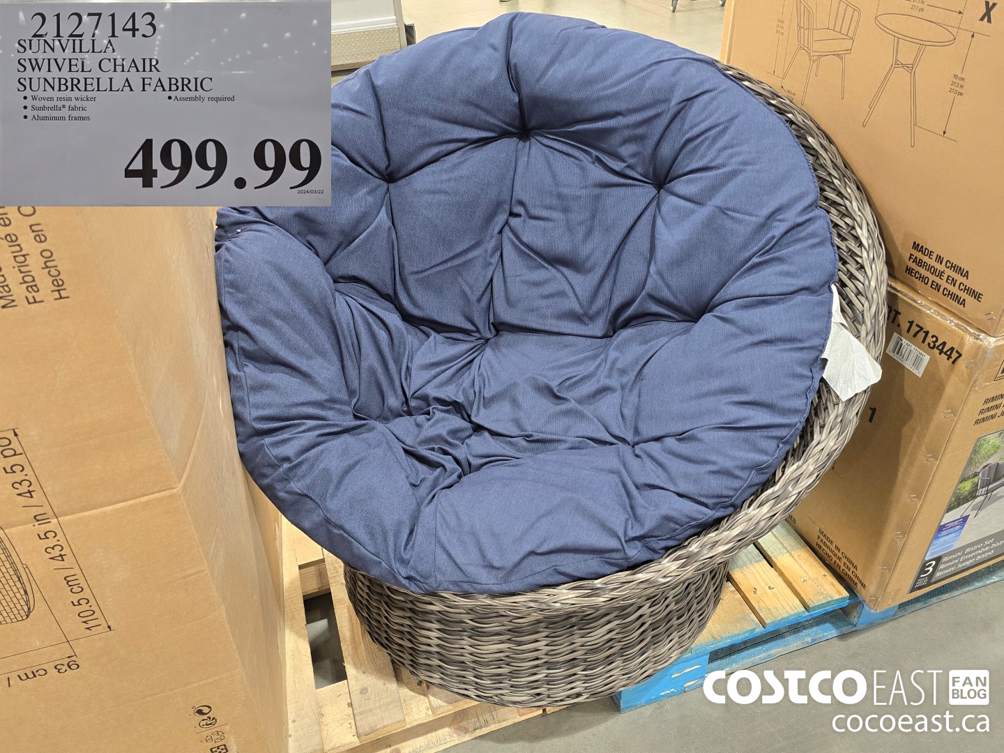 2127143 SUNVILLA SWIVEL CHAIR SUNBRELLA FABRIC $499.99