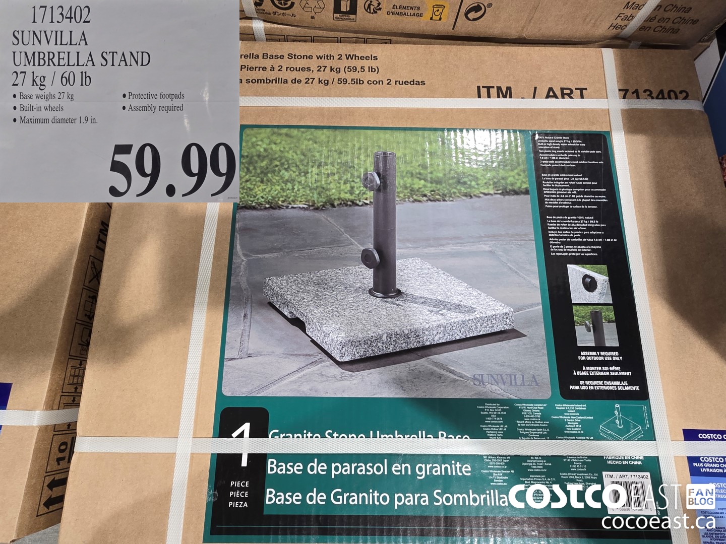 1713402 SUNVILLA UMBRELLA STAND 27 kg / 60 Ib $59.99