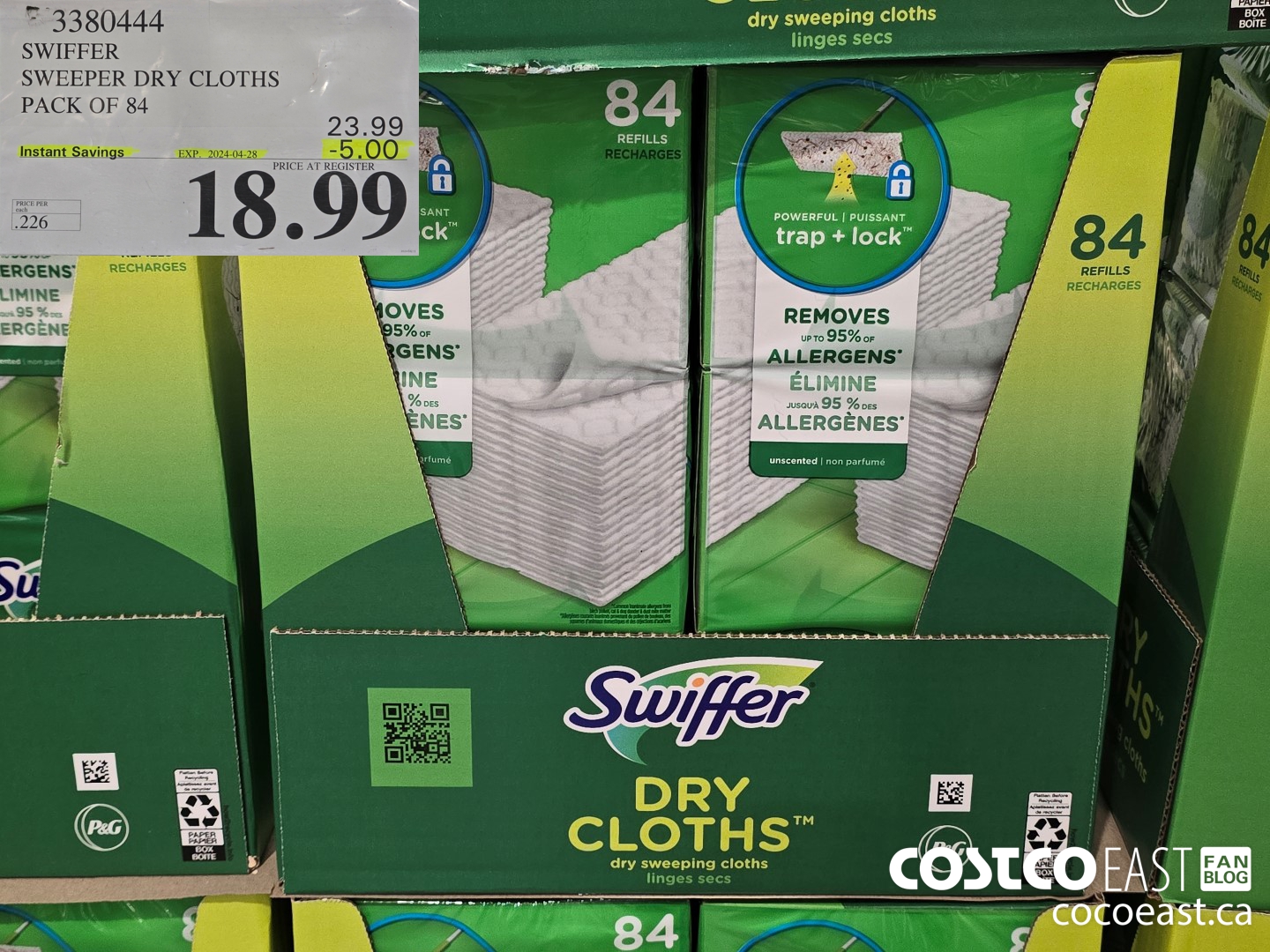 3380444 SWIFFER SWEEPER DRY CLOTHS PACK OF 84 ($5.00 INSTANT SAVINGS EXPIRES ON 2024-04-28) $18.99