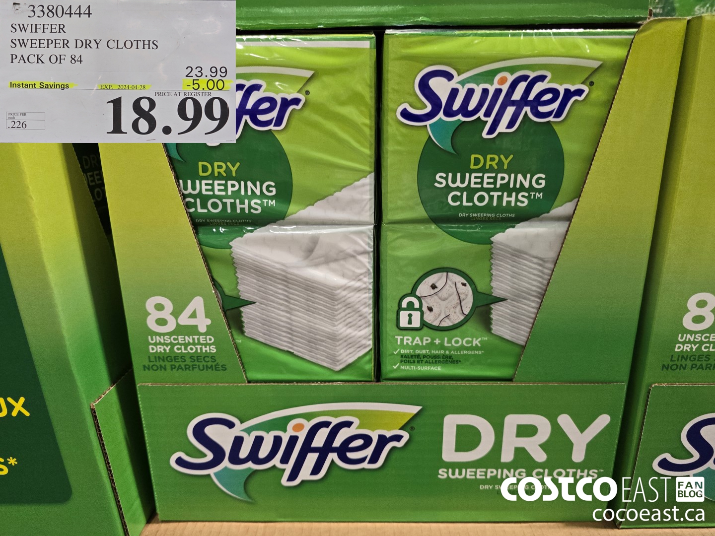 3380444 SWIFFER SWEEPER DRY CLOTHS PACK OF 84 ($5.00 INSTANT SAVINGS EXPIRES ON 2024-04-28) $18.99