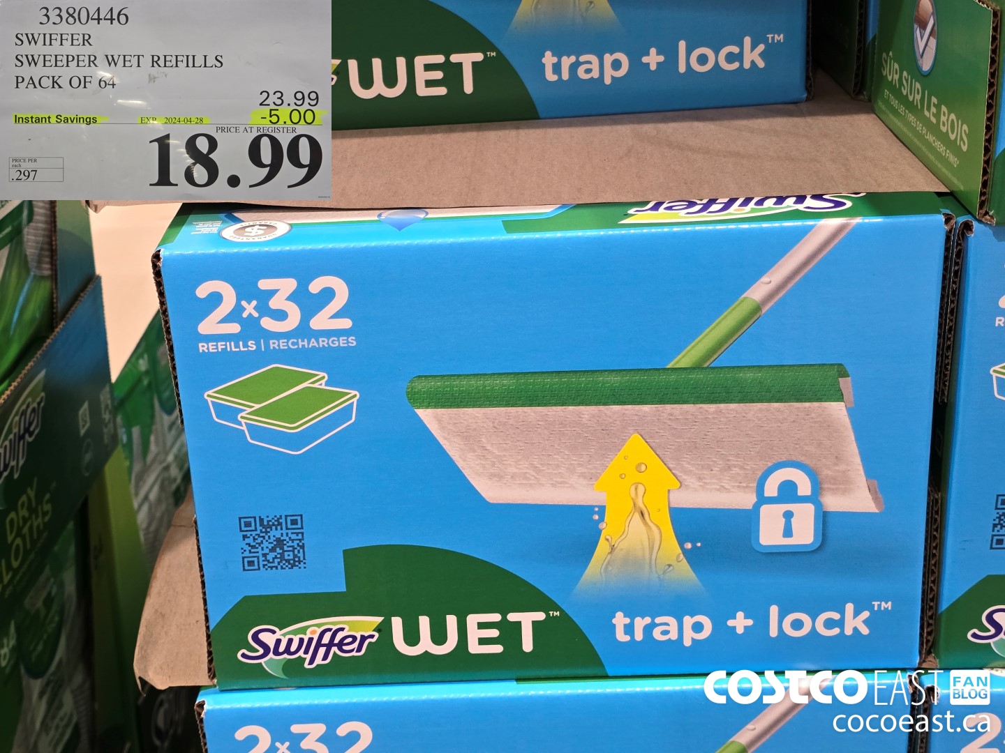 3380446 SWIFFER SWEEPER WET REFILLS PACK OF 64 ($5.00 INSTANT SAVINGS EXPIRES ON 2024-04-28) $18.99