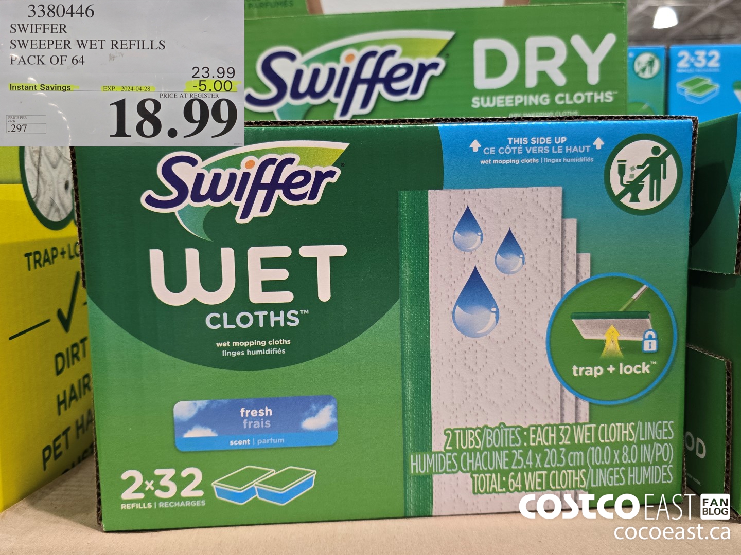 3380446 SWIFFER SWEEPER WET REFILLS PACK OF 64 ($5.00 INSTANT SAVINGS EXPIRES ON 2024-04-28) $18.99