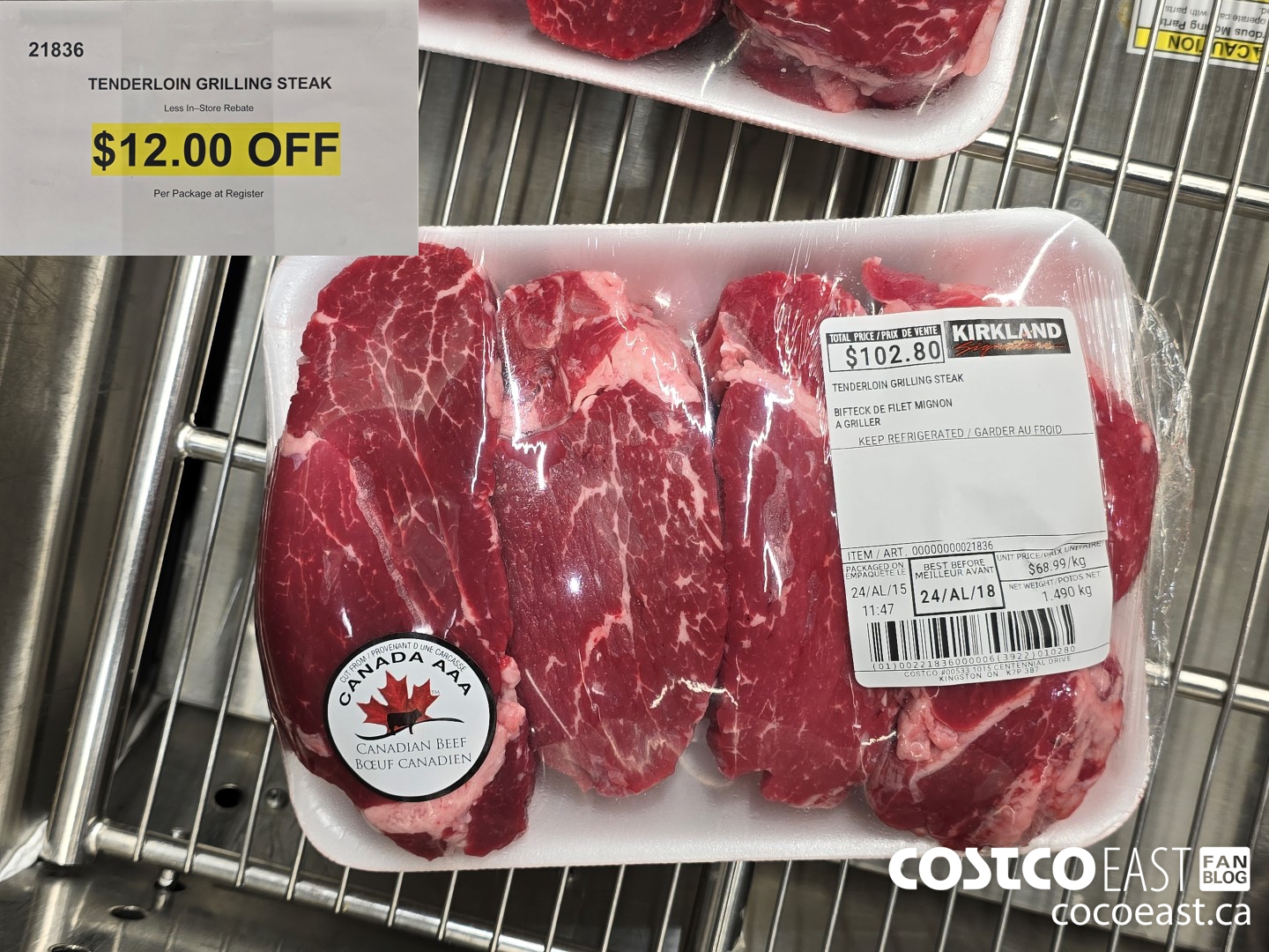 21836 TENDERLOIN GRILLING STEAK ($12.00 INSTANT SAVINGS)