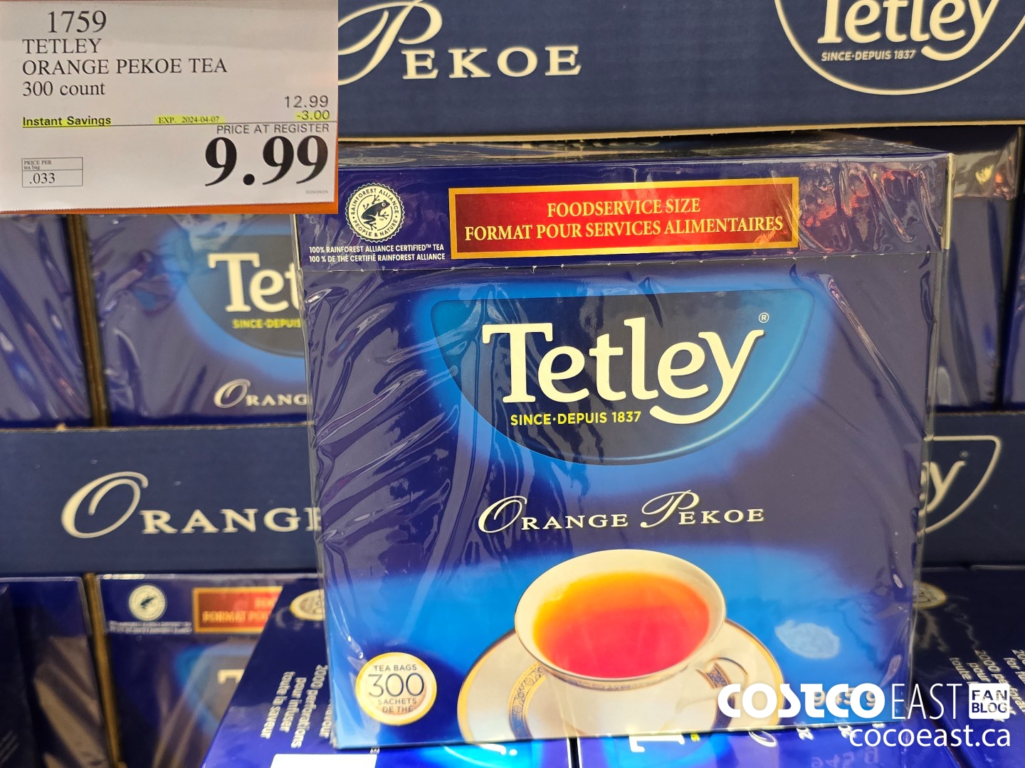 1759 TETLEY ORANGE PEKOE TEA 300 COUNT ($3.00 INSTANT SAVINGS EXPIRES ON 2024-04-07) $9.99