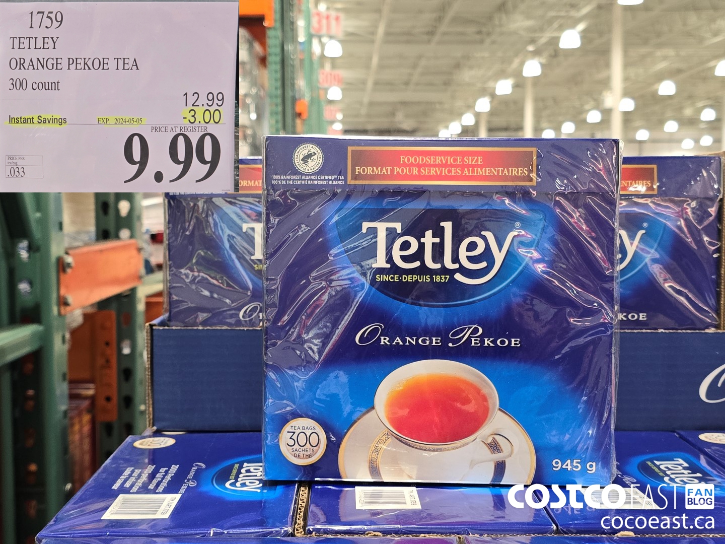 1759 TETLEY ORANGE PEKOE TEA 300 COUNT ($3.00 INSTANT SAVINGS EXPIRES ON 2024-05-05) $9.99