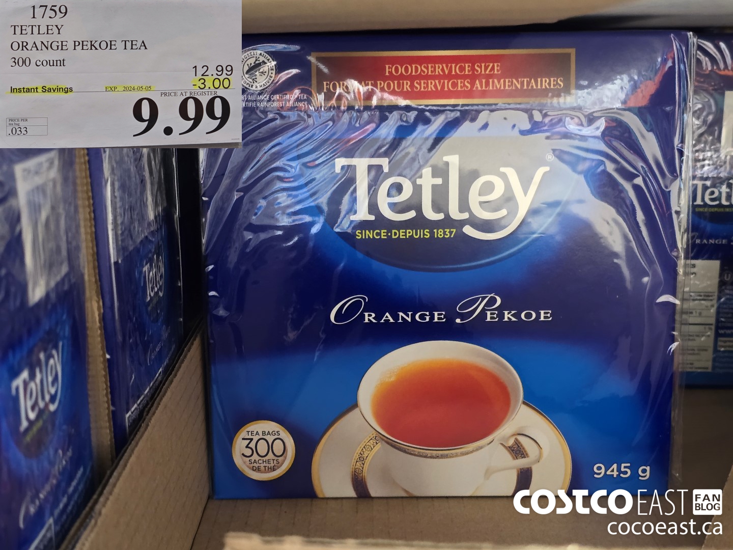 1759 TETLEY ORANGE PEKOE TEA 300 COUNT ($3.00 INSTANT SAVINGS EXPIRES ON 2024-05-05) $9.99