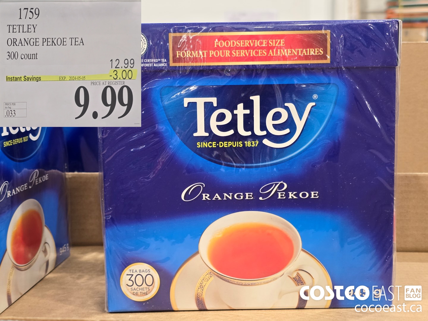 1759 TETLEY ORANGE PEKOE TEA 300 COUNT ($3.00 INSTANT SAVINGS EXPIRES ON 2024-05-05) $9.99