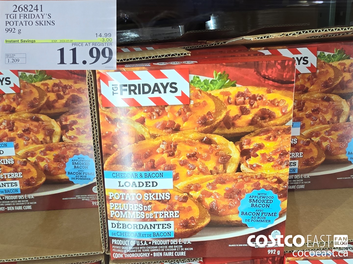 268241 TGI FRIDAY'S POTATO SKINS 922 G ($3.00 INSTANT SAVINGS EXPIRES ON 2024-05-05) $11.99