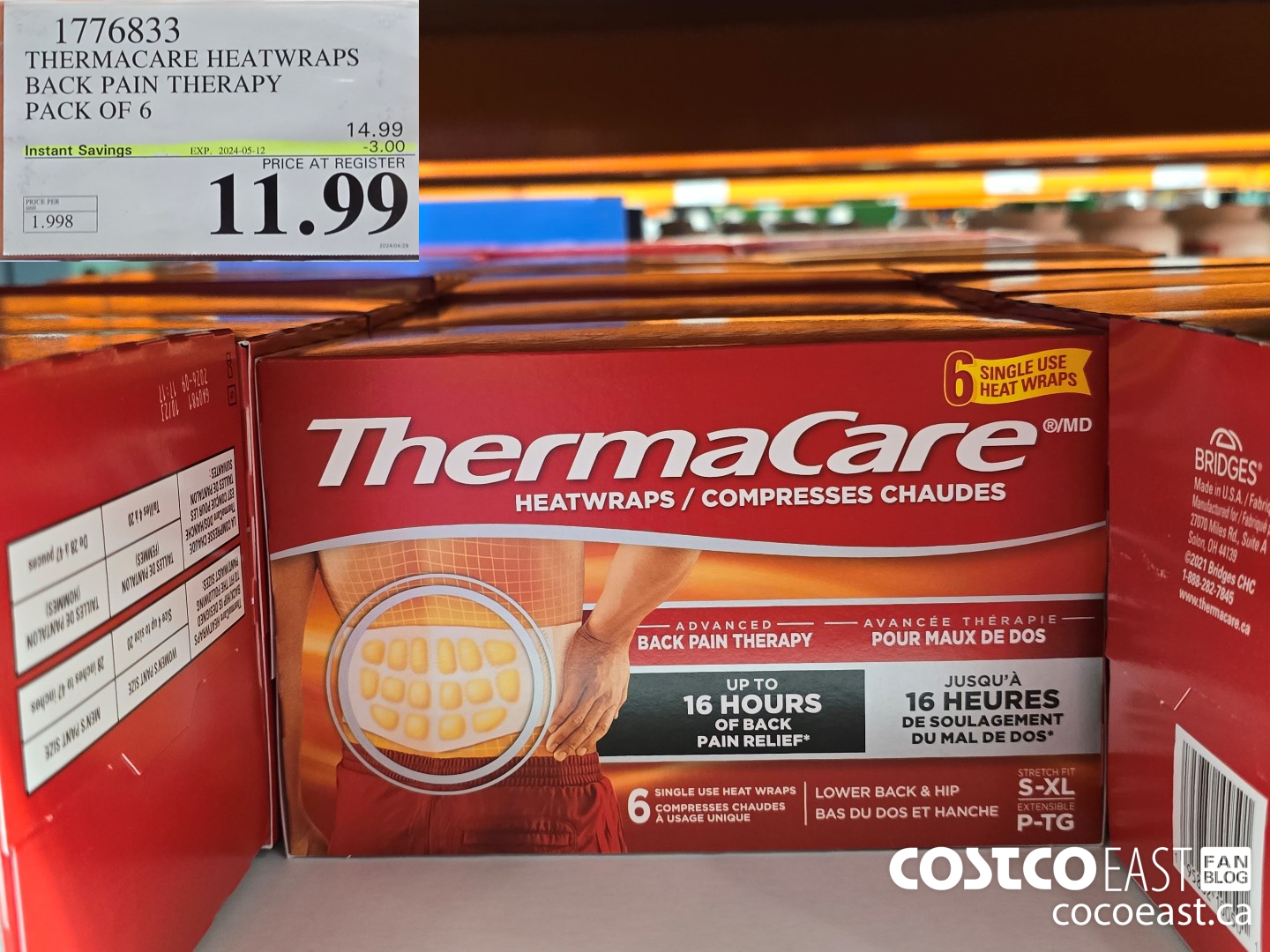 1776833 THERMACARE HEATWRAPS BACK PAIN THERAPY PACK OF 6 ($3.00 INSTANT SAVINGS EXPIRES ON 2024-05-12) $11.99