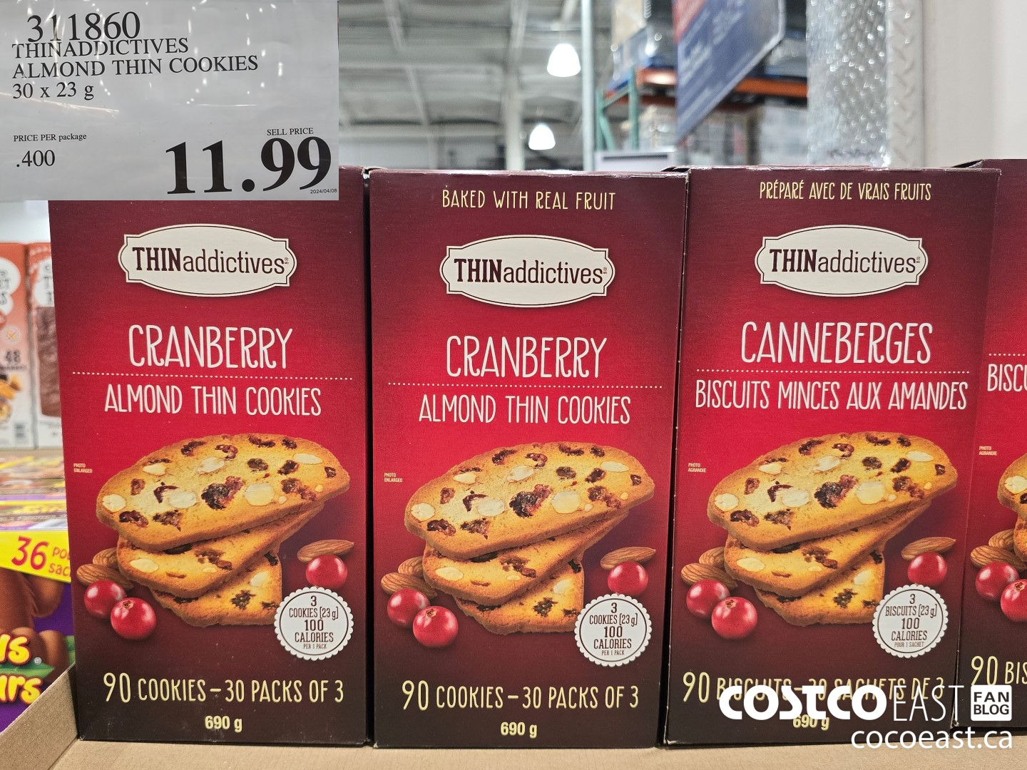 311860 THINADDICTIVES CRANBERRY ALMOND 30 X 23 G $11.99