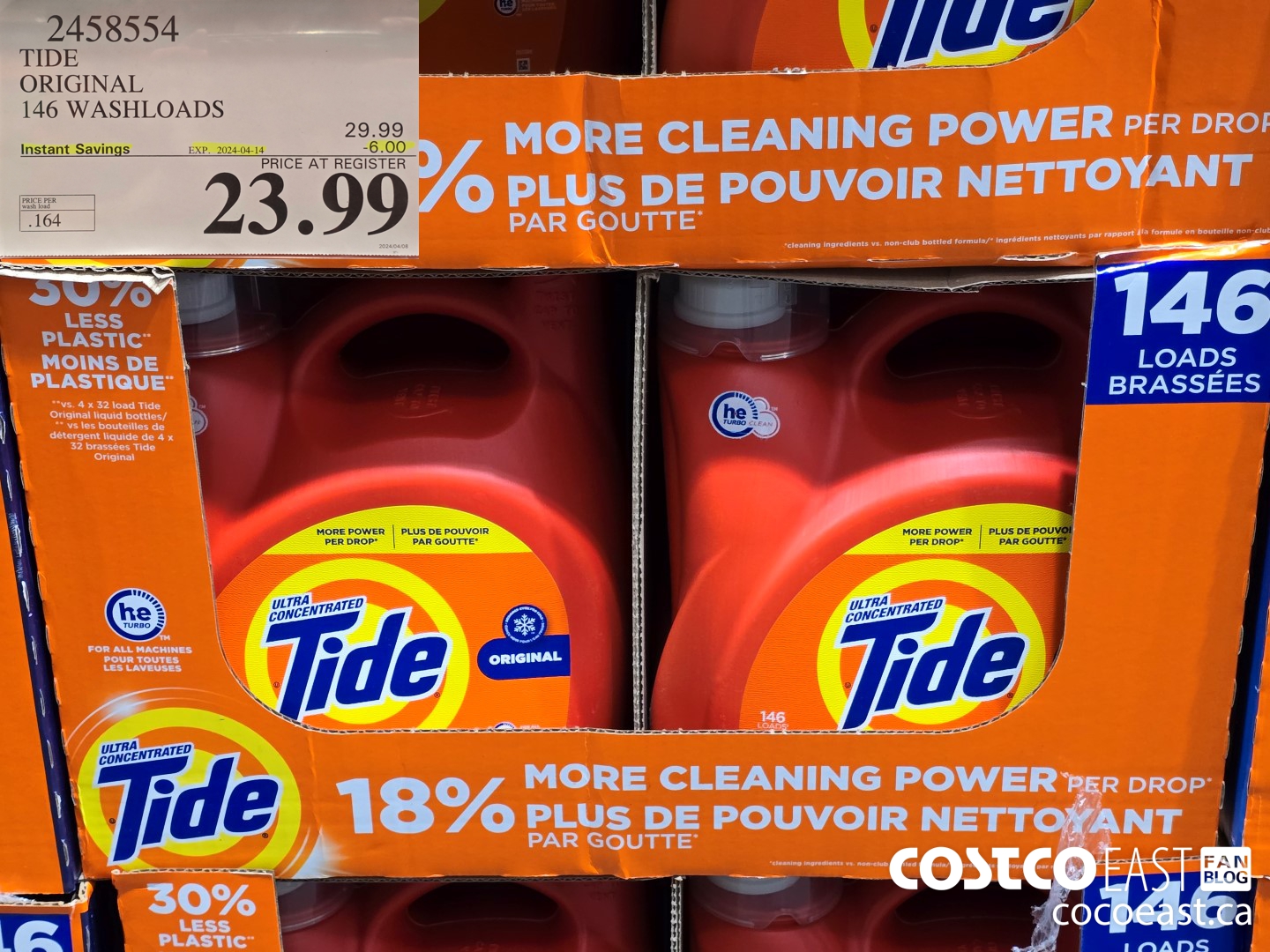 2458554 TIDE ORIGINAL 146 WASHLOADS ($6.00 INSTANT SAVINGS EXPIRES ON 2024-04-14) $23.99