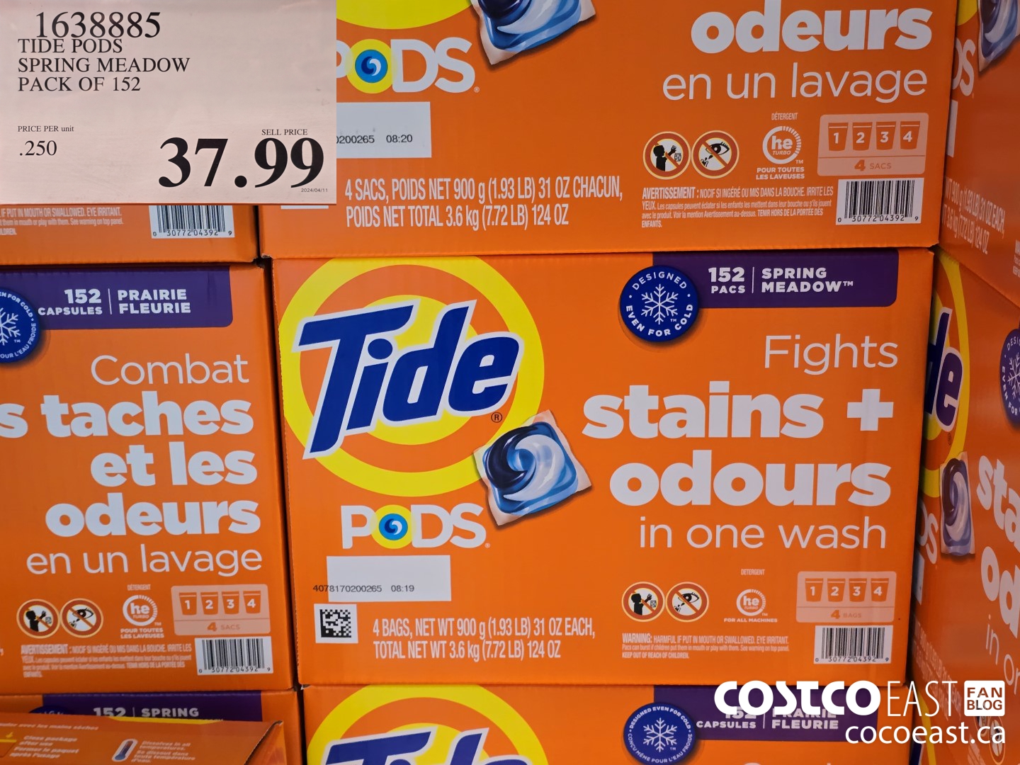 1638885 TIDE PODS SPRING MEADOW PACK OF 152 $37.89