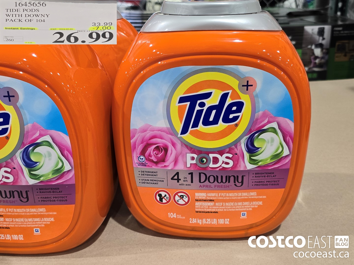 1645656 TIDE PODS WITH DOWNY PACK OF 104 ($7.00 INSTANT SAVINGS EXPIRES ON 2024-05-05) $26.99