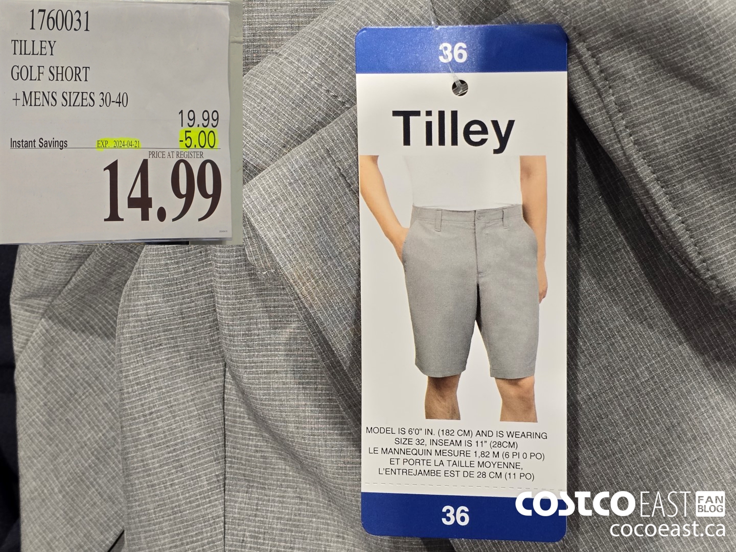 1760031 TILLEY GOLF SHORT +MENS SIZES 30-40 ($5.00 INSTANT SAVINGS EXPIRES ON 2024-04-21) $14.99