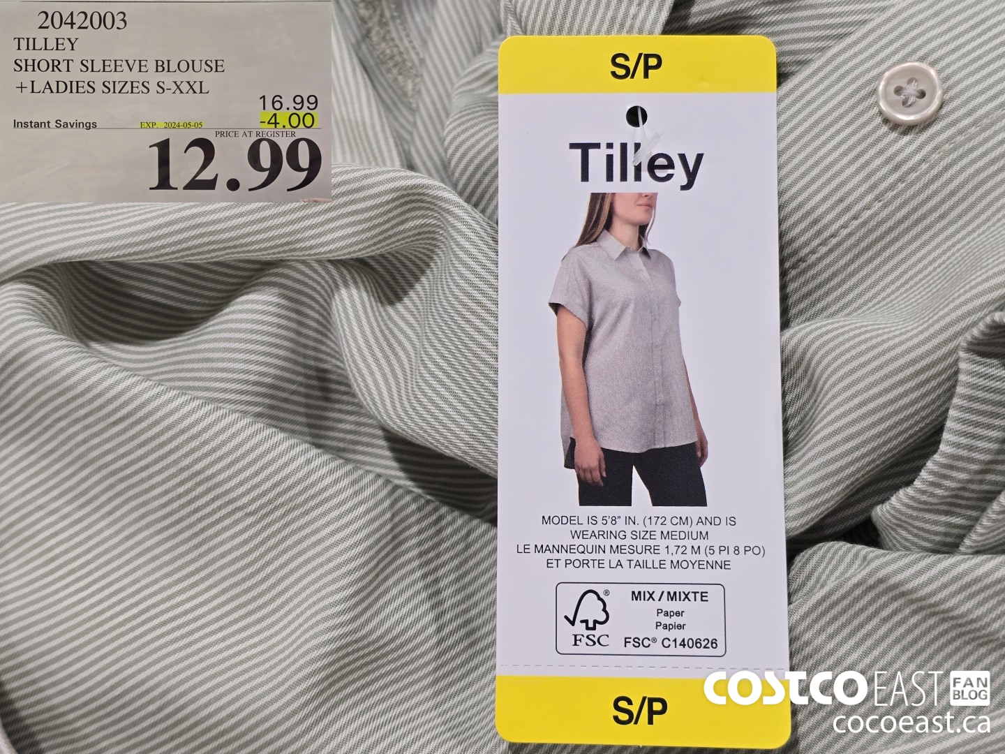 2042003 TILLEY SHORT SLEEVE BLOUSE +LADIES SIZES S-XXL ($4.00 INSTANT SAVINGS EXPIRES ON 2024-05-05) $12.99