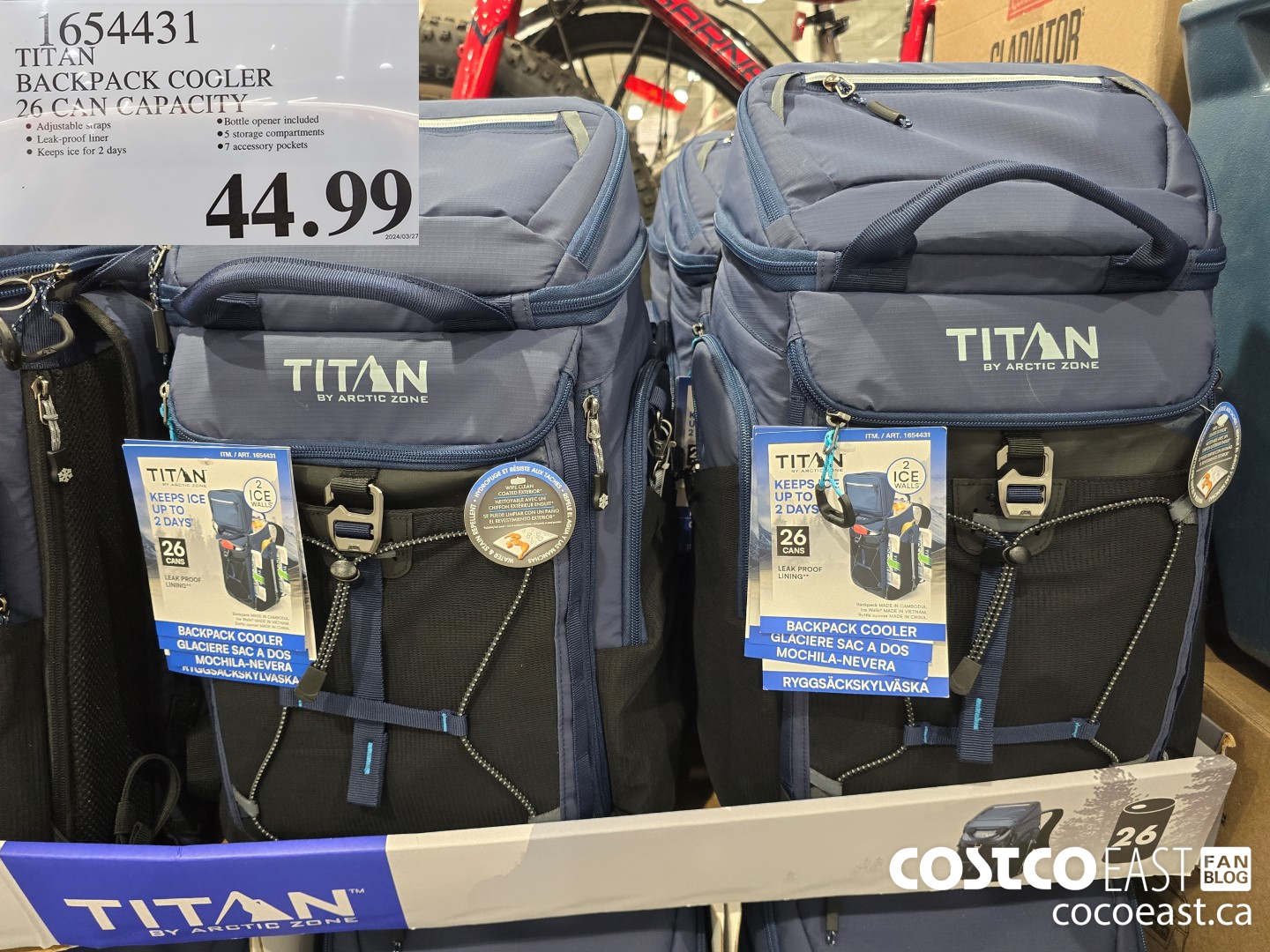1654431 TITAN BACKPACK COOLER 26 CAN CAPACITY $44.99