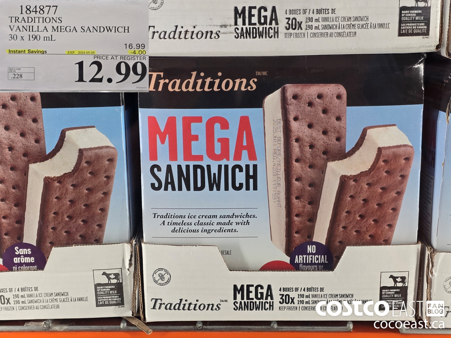 184877 TRADITIONS VANILLA MEGA SANDWICH 30 X 190 ML ($4.00 INSTANT SAVINGS EXPIRES ON 2024-05-05) $12.99