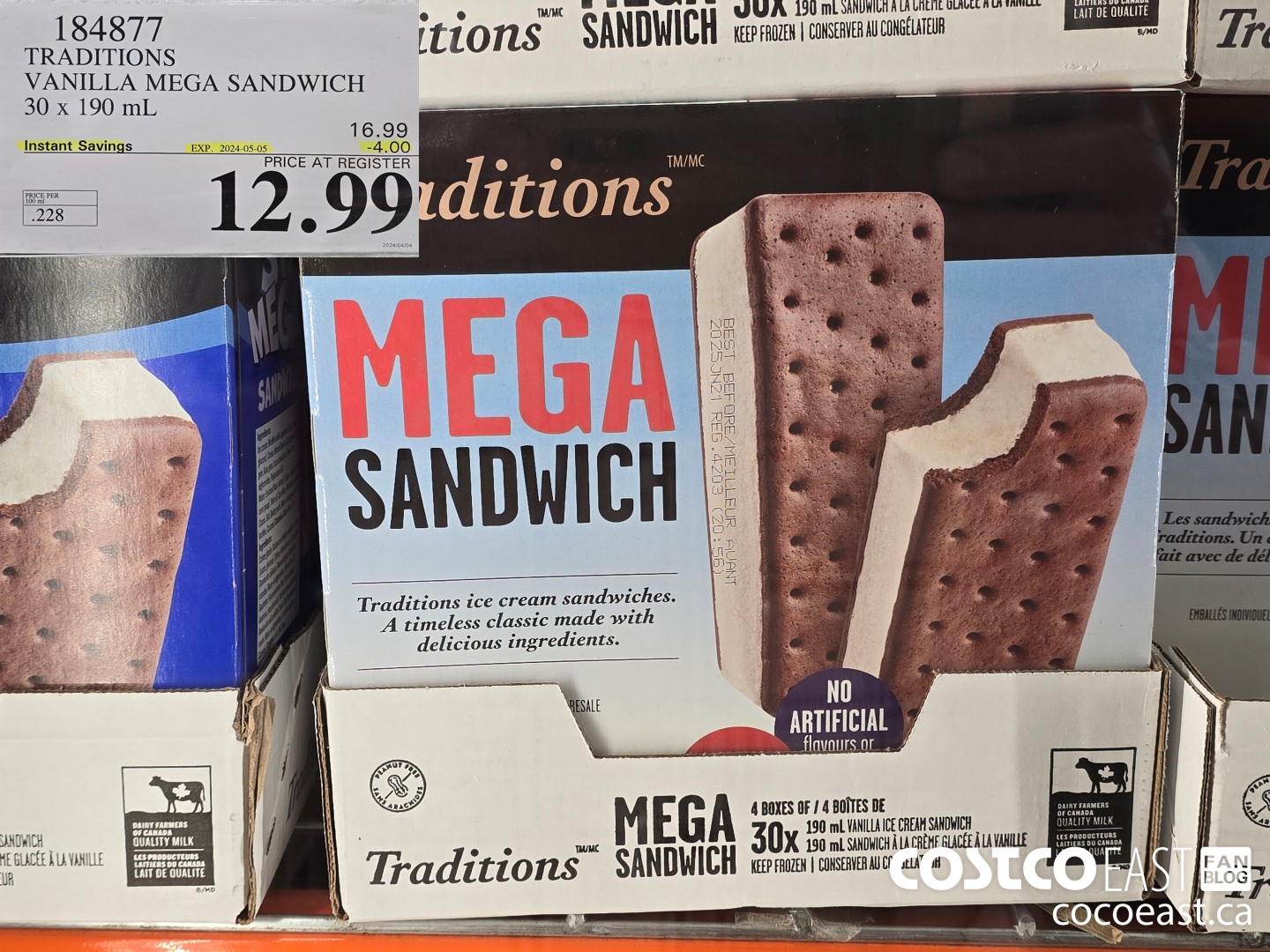 184877 TRADITIONS VANILLA MEGA SANDWICH 30 X 190 ML ($4.00 INSTANT SAVINGS EXPIRES ON 2024-05-05) $12.99