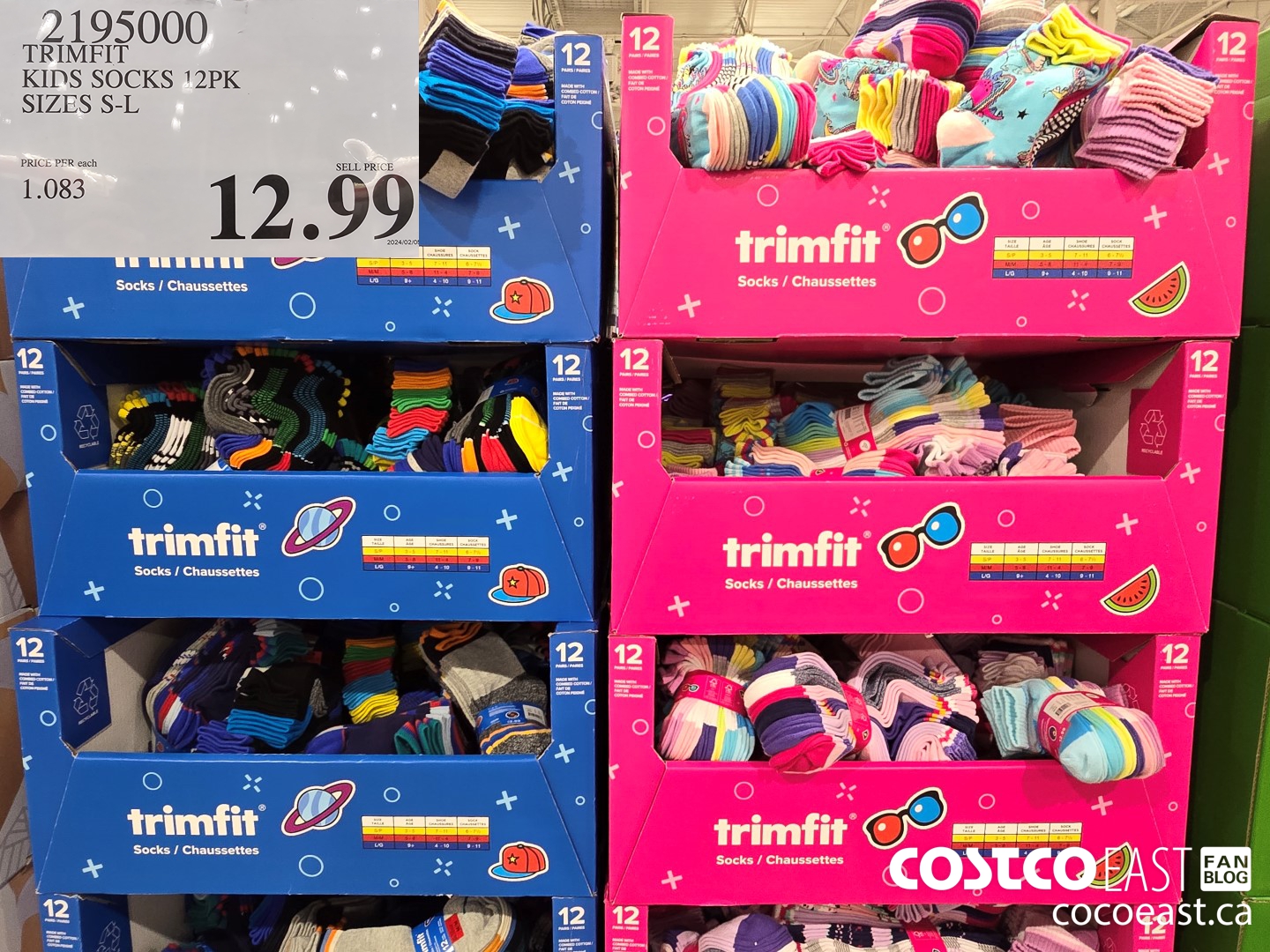 2195000 TRIMFIT KIDS SOCK 12PK SIZES S-L $12.99