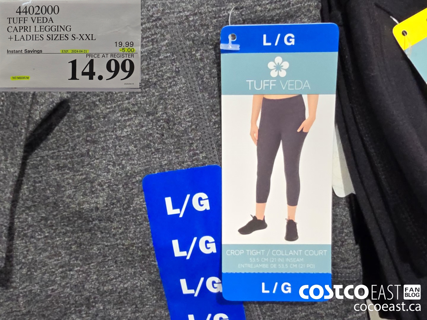 4402000 TUFF VEDA CAPRI LEGGING +LADIES SIZES S-XXL ($5.00 INSTANT SAVINGS EXPIRES ON 2024-04-21) $14.99