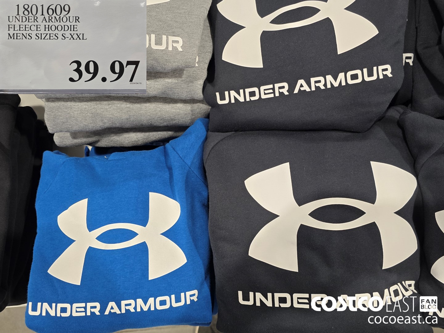 1801609 UNDER ARMOUR FLEECE HOODIE MENS SIZES S-XXL $39.97