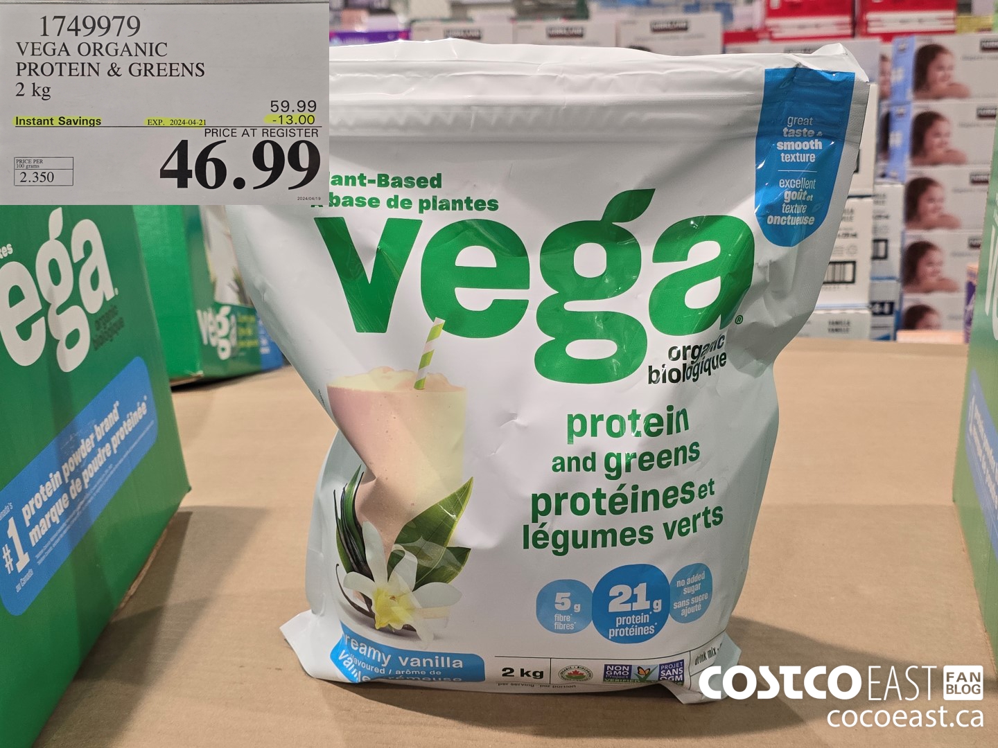 1749979 VEGA ORGANIC PROTEIN & GREENS 2 KG ($13.00 INSTANT SAVINGS EXPIRES ON 2024-04-21) $46.99