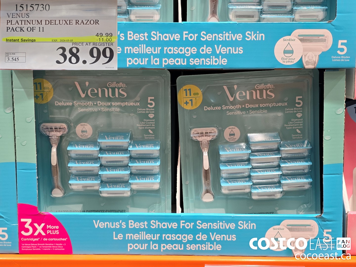 1515730 VENUS PLATINUM DELUXE RAZOR + 11 CARTRIDGES ($11.00 INSTANT SAVINGS EXPIRES ON 2024-05-05) $38.99
