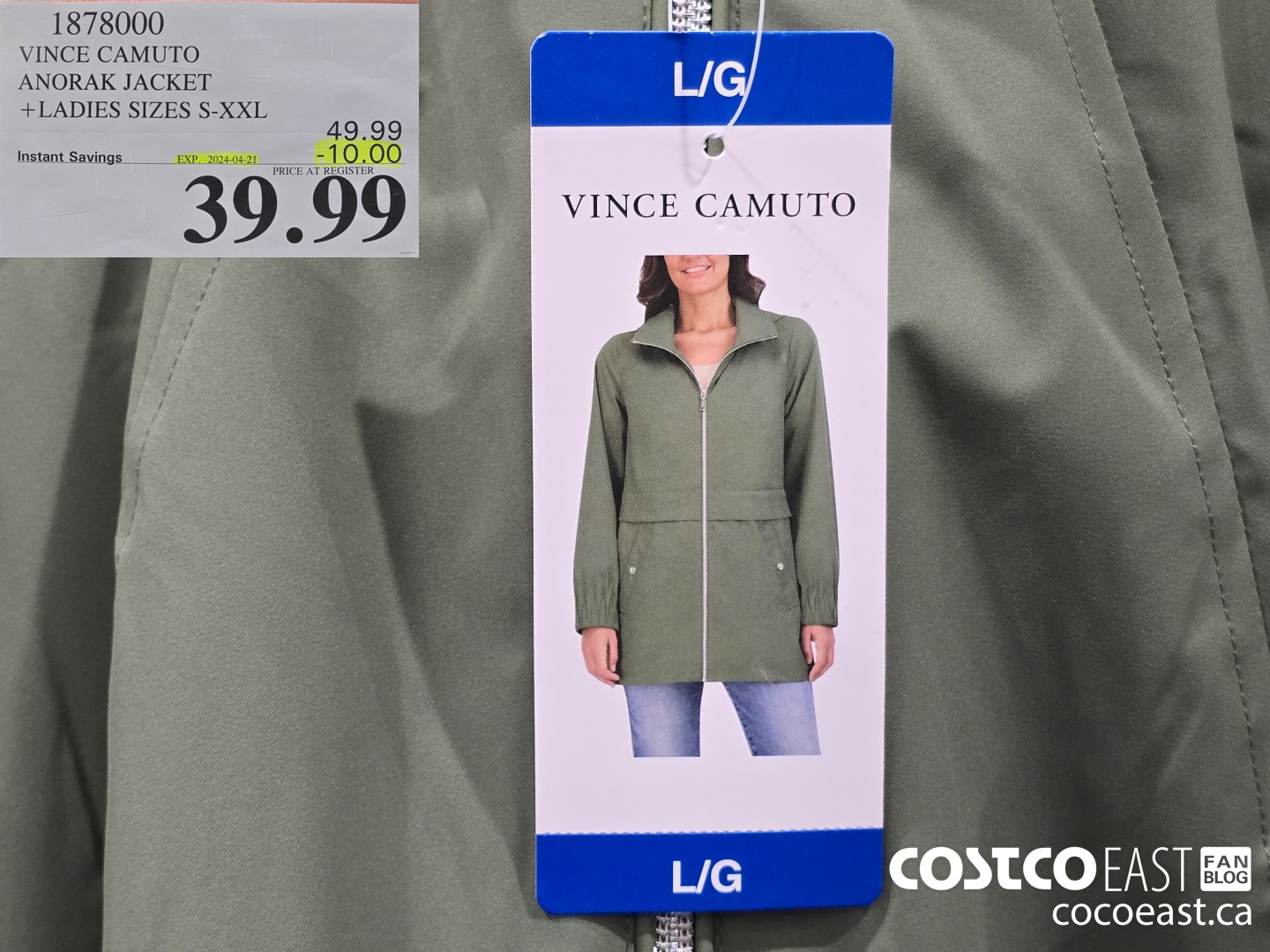 1878000 VINCE CAMUTO ANORAK JACKET +LADIES SIZES S-XXL ($10.00 INSTANT SAVINGS EXPIRES ON 2024-04-21) $39.99