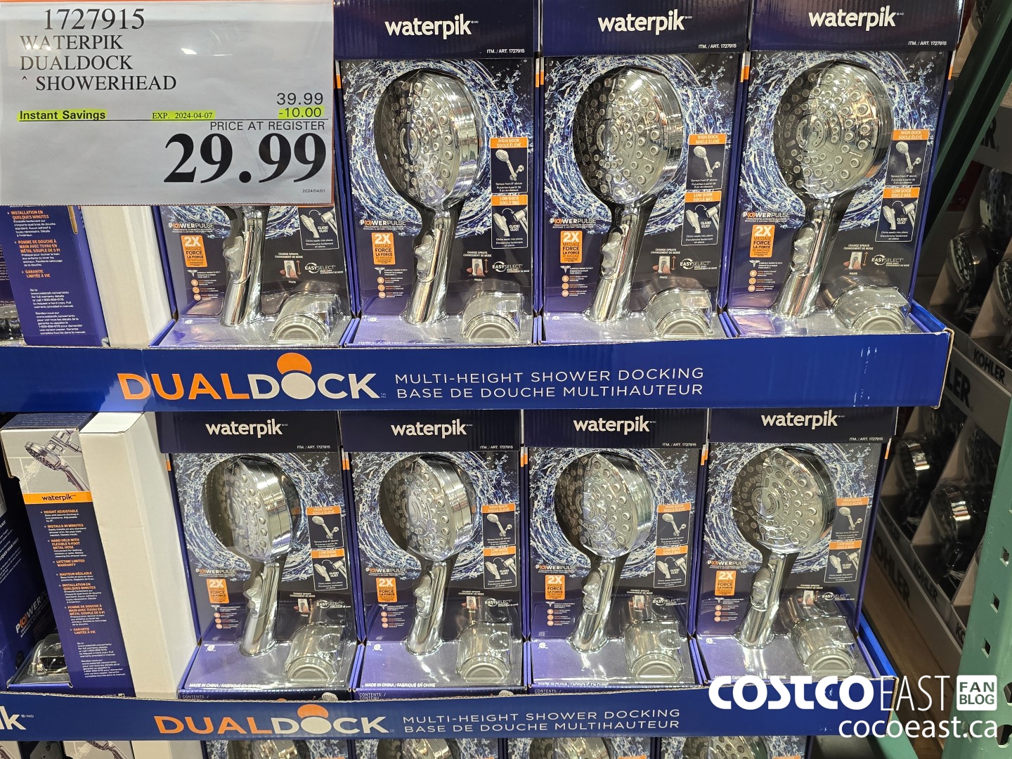 1727915 WATERPIK DUALDOCK SHOWERHEAD ($10.00 INSTANT SAVINGS EXPIRES ON 2024-04-07) $29.99