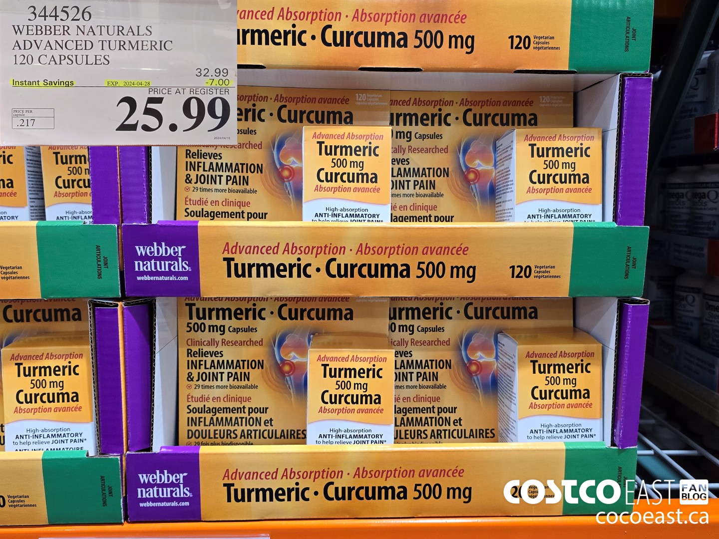 344526 WEBBER NATURALS ADVANCED TURMERIC 120 CAPSULES ($7.00 INSTANT SAVINGS EXPIRES ON 2024-04-28) $25.99