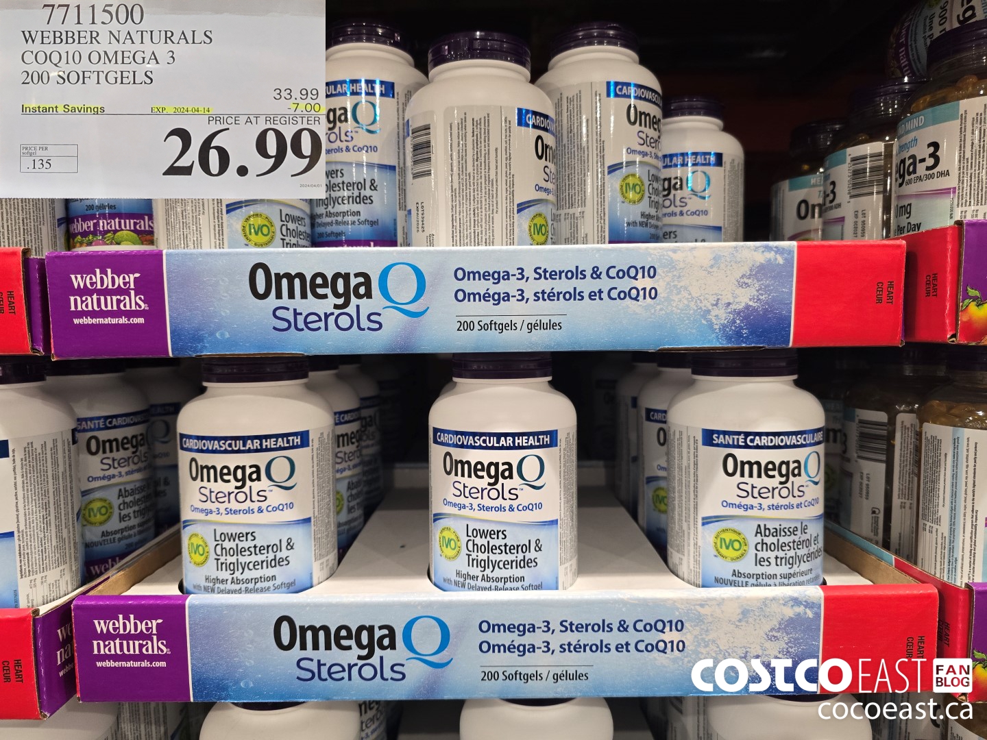 7711500 WEBBER NATURALS COQ10 OMEGA 3 200 SOFTGELS ($7.00 INSTANT SAVINGS EXPIRES ON 2024-04-14) $26.99