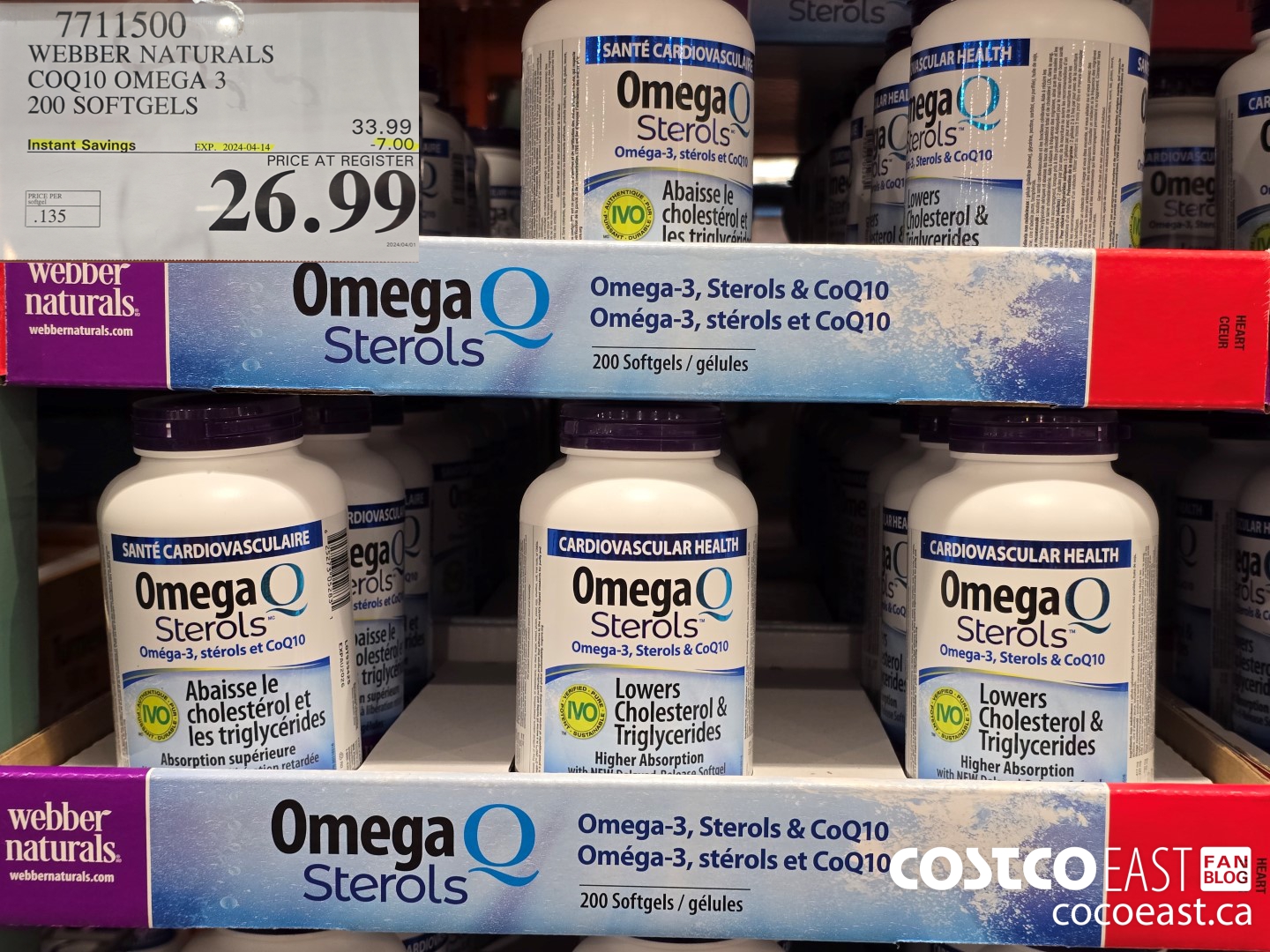 7711500 WEBBER NATURALS COQ10 OMEGA 3 200 SOFTGELS ($7.00 INSTANT SAVINGS EXPIRES ON 2024-04-14) $26.99
