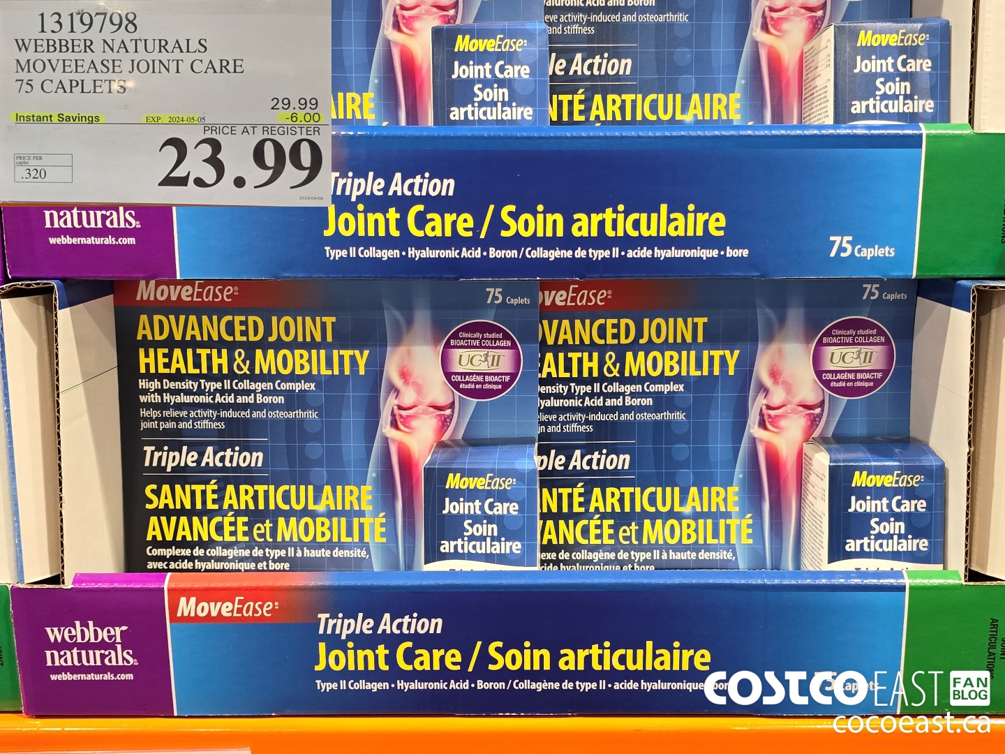 1319798 WEBBER NATURALS MOVEEASE JOINT CARE 75 CAPLETS ($6.00 INSTANT SAVINGS EXPIRES ON 2024-05-05) $23.99