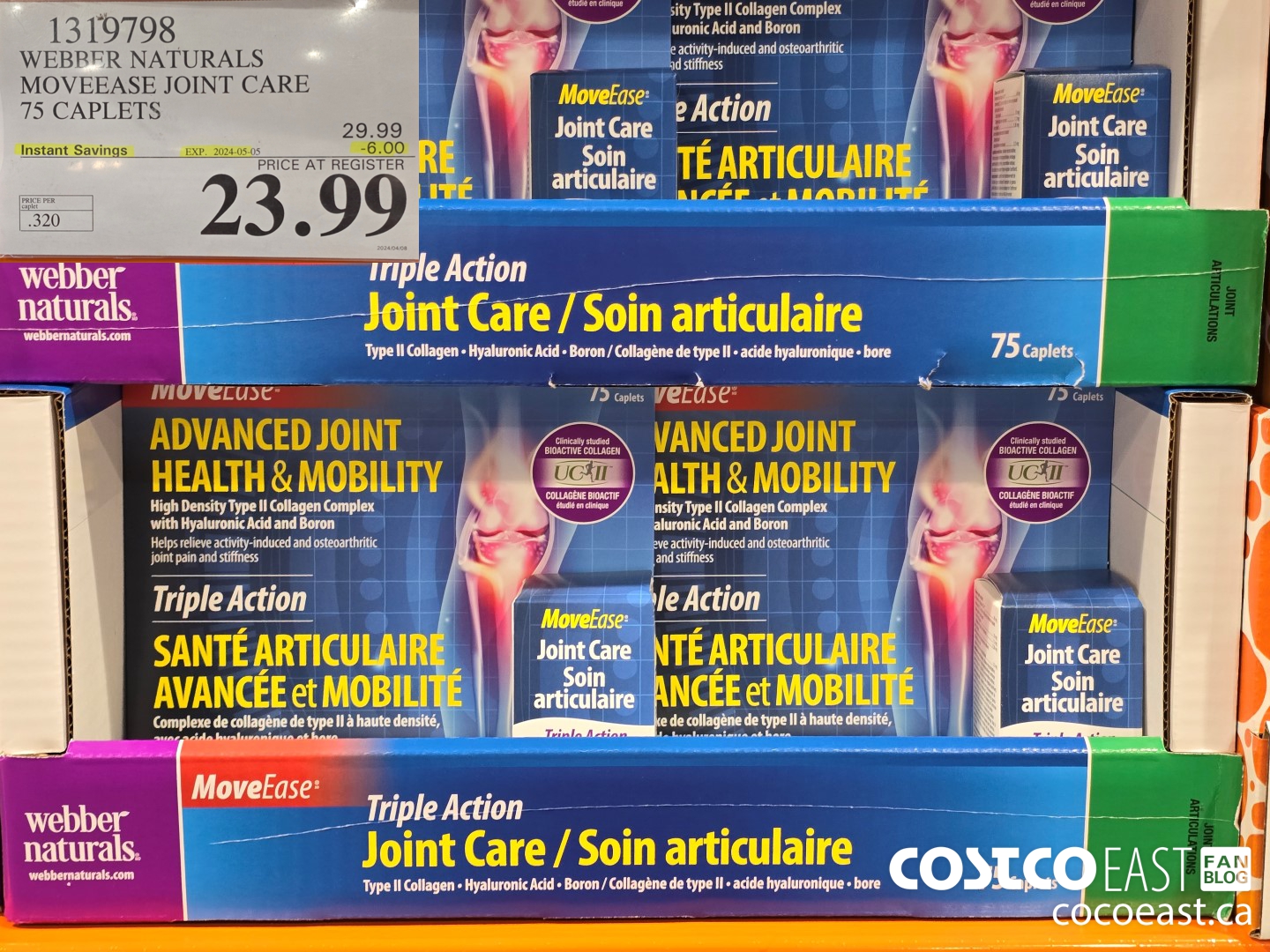 1319798 WEBBER NATURALS MOVEEASE JOINT CARE 75 CAPLETS ($6.00 INSTANT SAVINGS EXPIRES ON 2024-05-05) $23.99